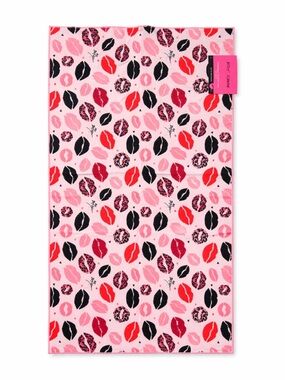 Betsey Johnson Pink and Black Kissy Lips Rug